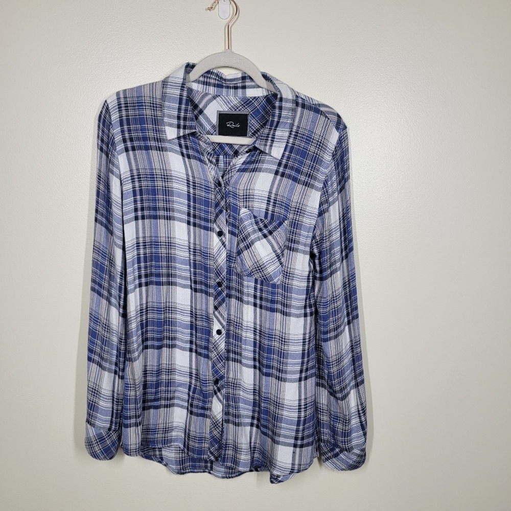 Rails Long Sleeved Plain Flannel Button Up Shirt … - image 1